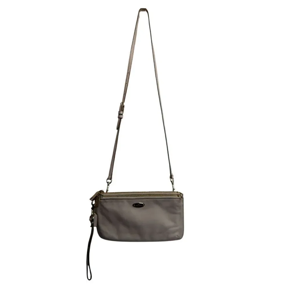 Coach Ivory Pebble Grain Leather Small Crossbody Clutch